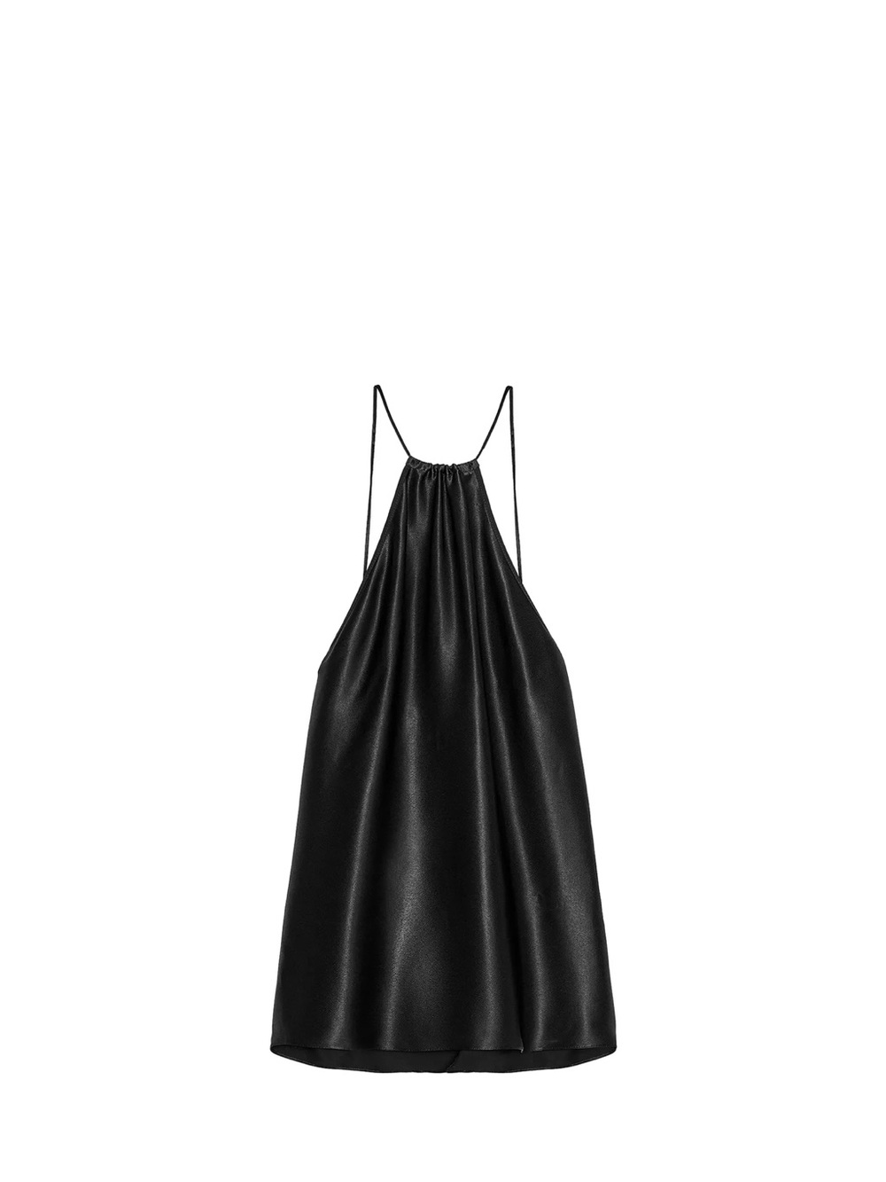 Zara Black Satin Halter Top